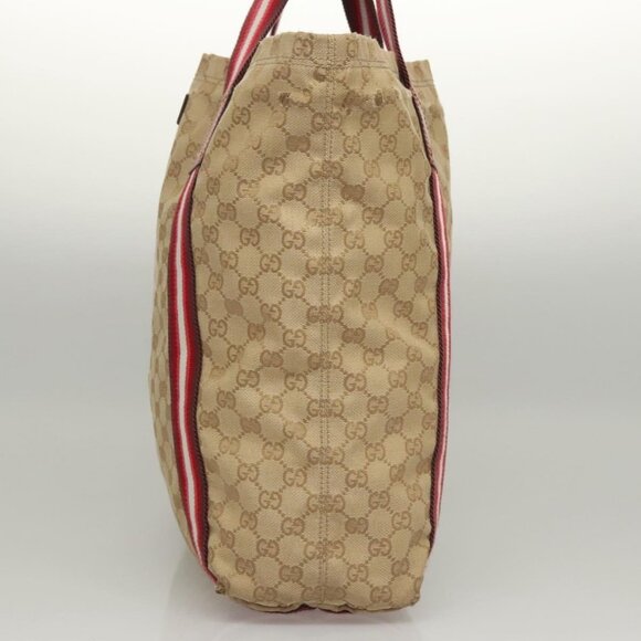 GUCCI GG Canvas Sherry Line Tote Bag Beige Red 189669 Auth BA1983 - Picture 6 of 16